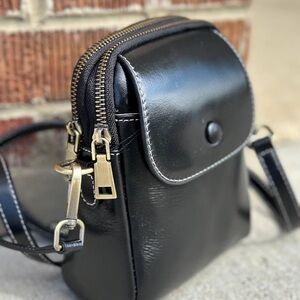 Elegant Black Leather Belt Bag